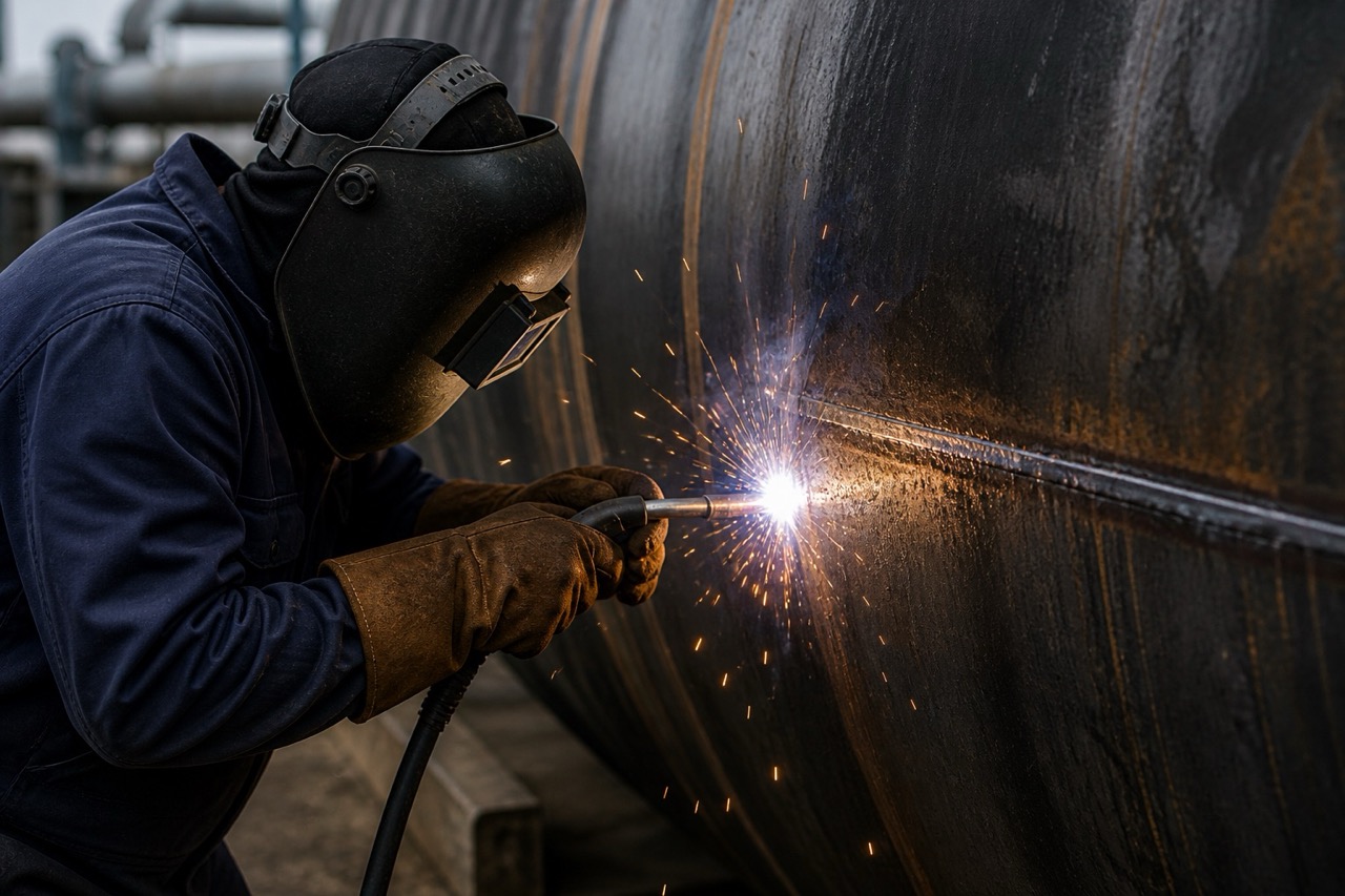 Surface preparation and professional coating for steel tank infrastructure